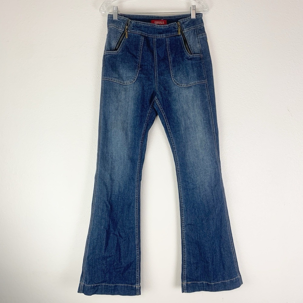 Forever 21 Premium Denim Vintage Bell Jeans 29x34‎ Flare Festival Boho Y2K Retro